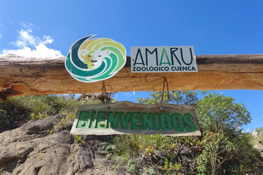 The Zoo Amaru sign hangs in the entrance of the zoo.